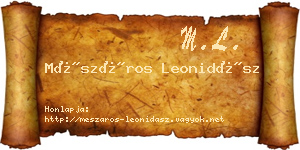 Mészáros Leonidász névjegykártya